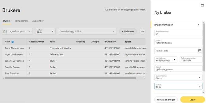 opprette brukere eksempel