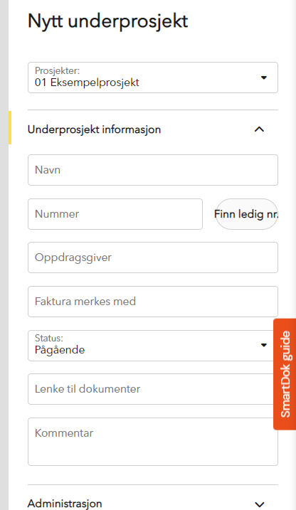 underprosjekt detaljer